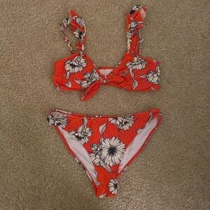 Cupshe red floral bikini set